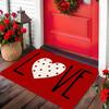 VIKAMA Valentine'S Day Heart Welcome Doormat Red And White Heart Pattern Carpet Machine Washable Entrance Door Mat Home Decor