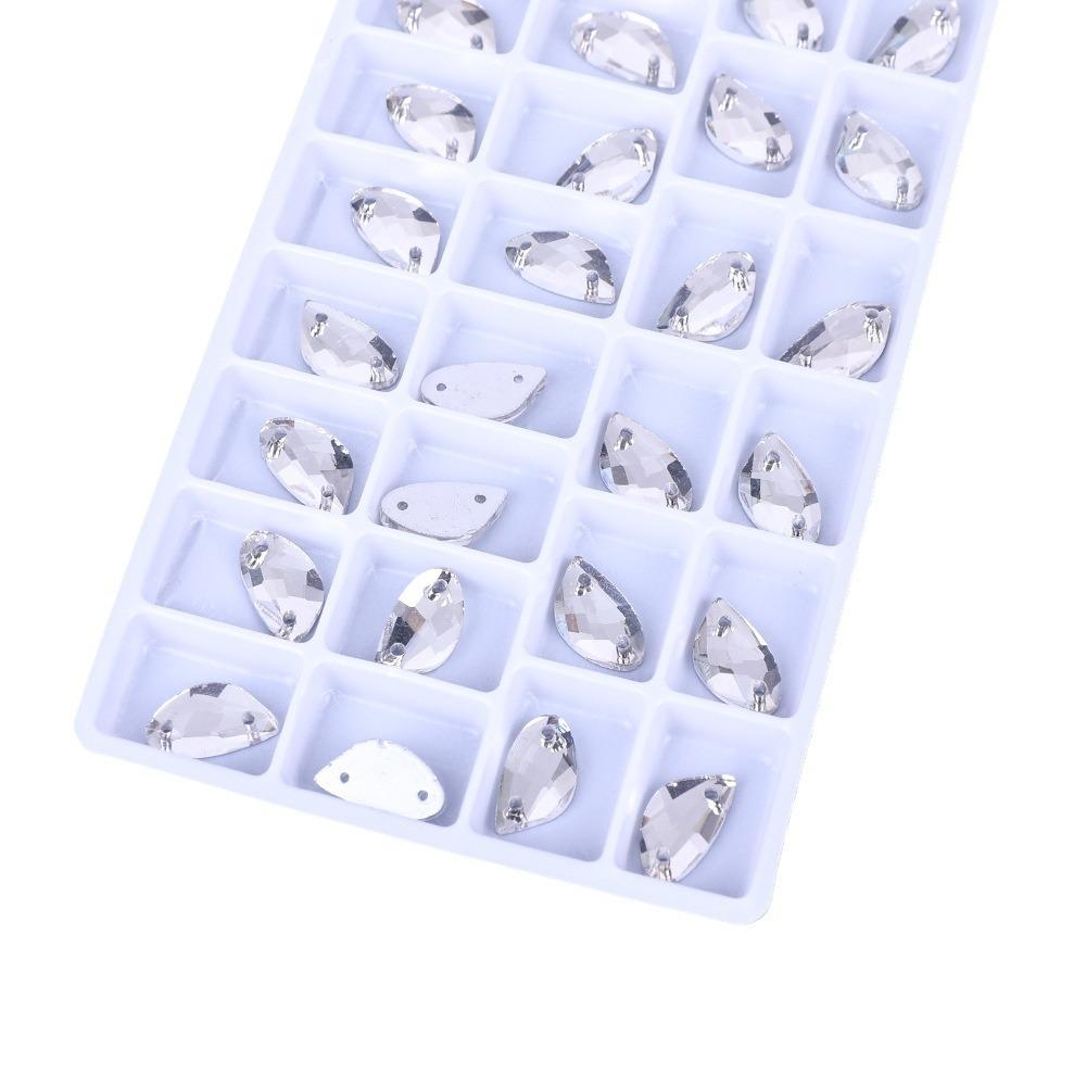 Goldfish Flat Bottom Glass Hand Seam Drill Color Double Hole Colorful Ab Crystal Flat Buckle, Glass Rhinestone Diy Material