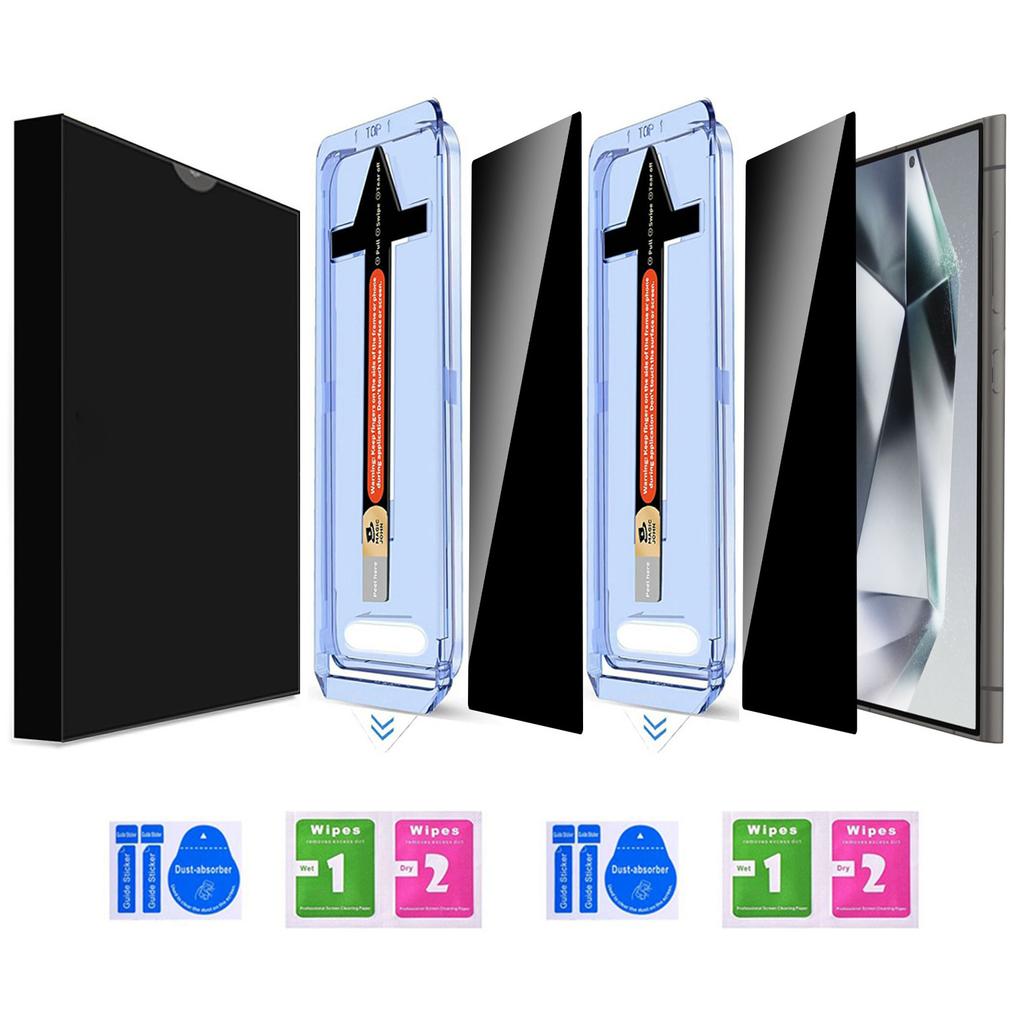 2 Sets For Samsung Galaxy S25 Ultra Anti Spy Tempered Glass Screen Protector with Automatic Dust Removal Tool