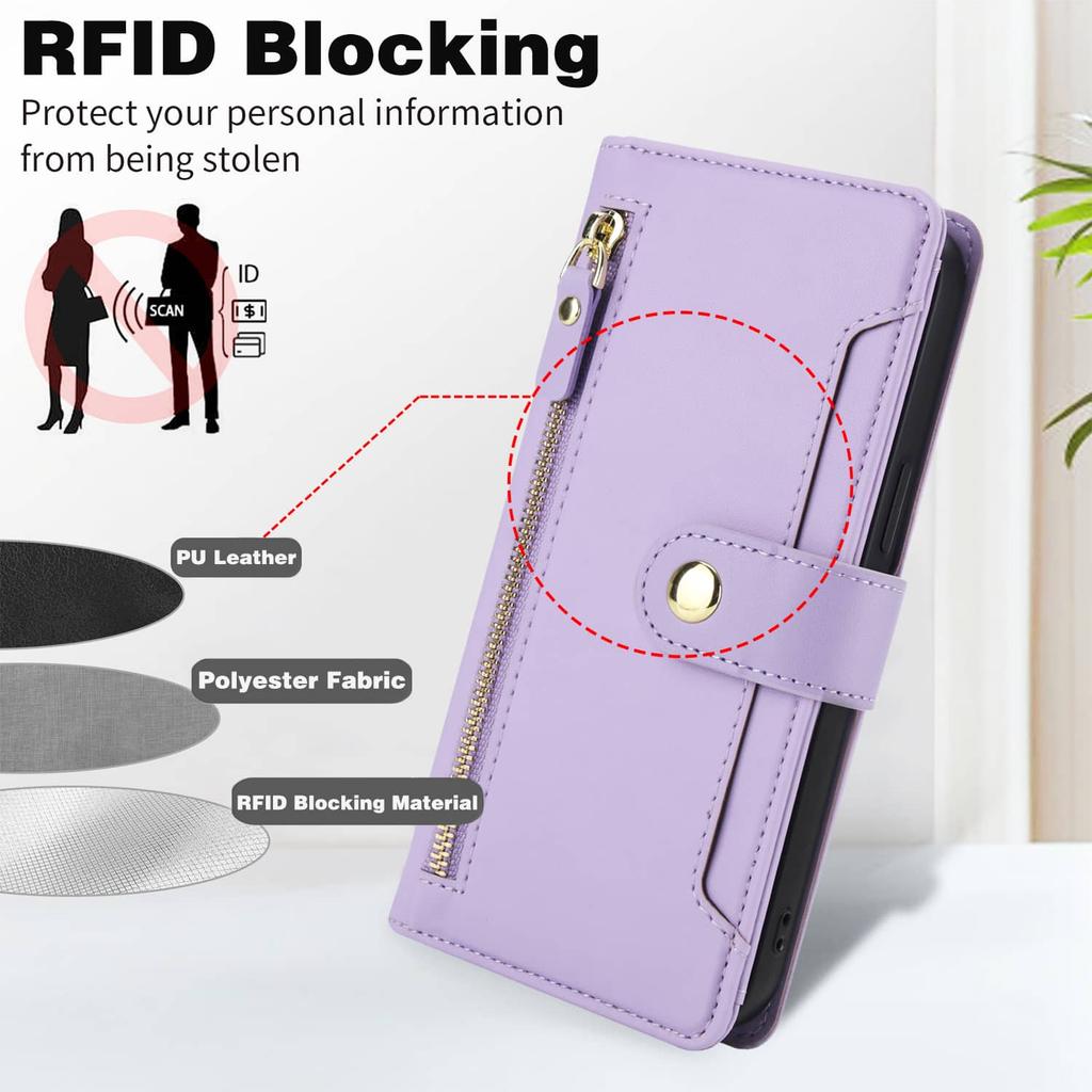 Flip Wallet Case for Samsung Galaxy A05 A06 A15 A16 A25 A26 A32 A36 A42 A53 A56 A71 A73 Zipper Pocket Case with Card Holder Slot