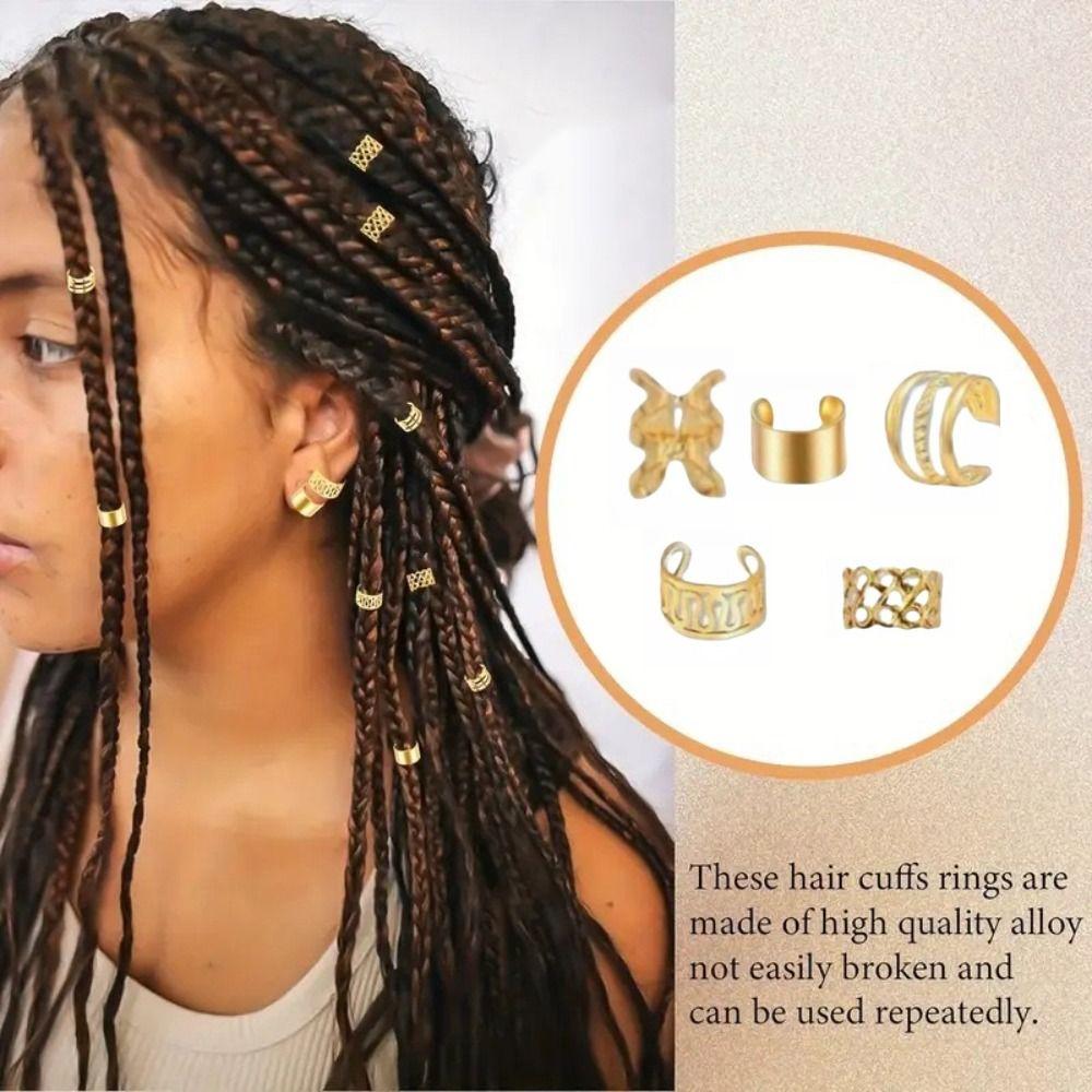 50pcs Dread Locks Hollow Out Hair Ring Hair Braiding Hair Braid Tubes Dreadlocks Beads  Women