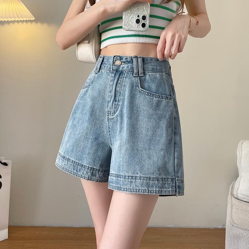 

Женские джинсовые шорты широкие штанины светло-голубые - Новый летний приталенный модный дизайн L