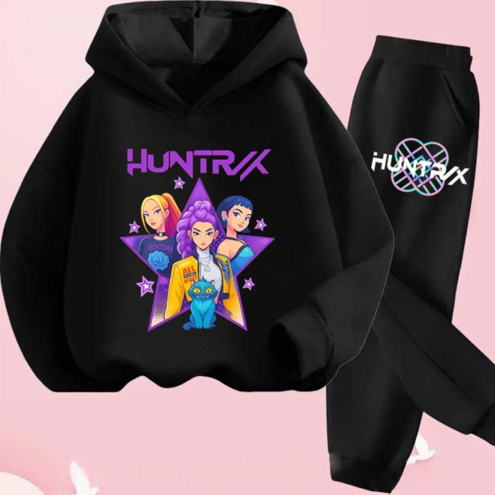 K-pop Охотники на демонов Детский мультяшный комплект из 2 предметов: толстовка с длинным рукавом и брюки. Наряд для малышей, младенцев, девочек, мальчиков. Бутиковая одежда, костюм.