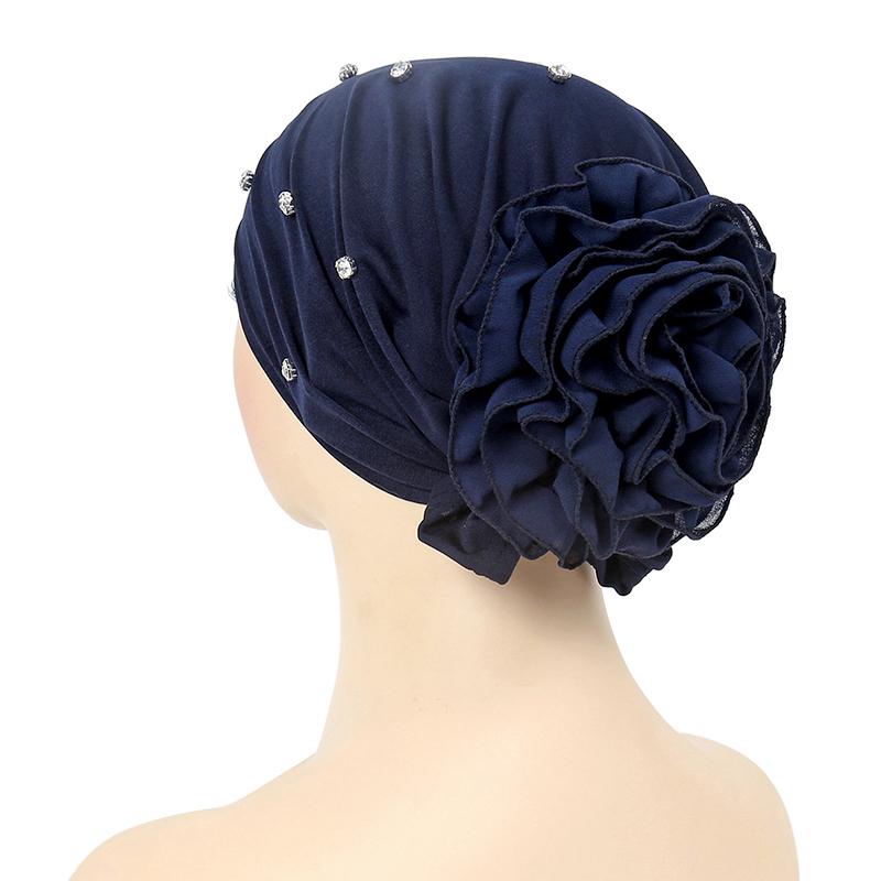 1Pc Muslim Headwear Nail Drill Fashion Pullover Cap Elasticity Women Turban Hat Chiffon Hat