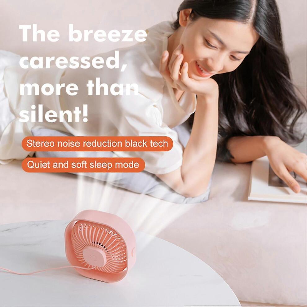(Pink) Desk Fan Portable Fan, USB Fan Silent Powerful Personal Fan, 3 Speed Mini Desktop Fan Cooling Desk Fan USB for Home Office Bed