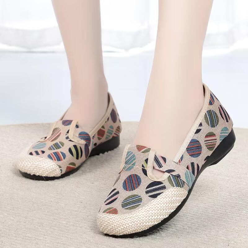 

Spring and summer new cloth shoes women s canvas shoes single shoes versatile comfortable casual one-pedal non-slip soft-soled shoes 41