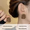 High-End Brown Geometric Leopard Print Stud Earrings - Minimalist Luxury Design