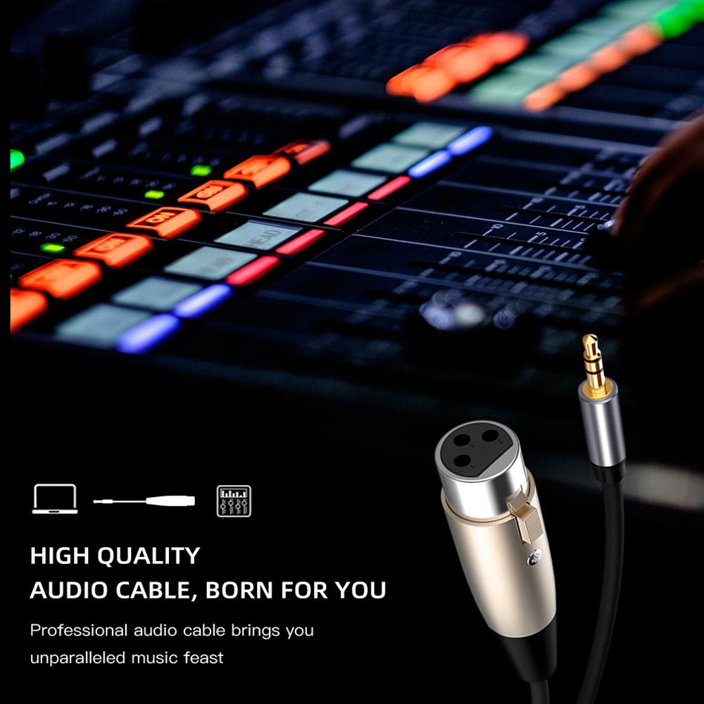 4.9Ft 3-Pin XLR Female To 3.5mm TRS Male Balanced Stereo Audio Cable Cord Black