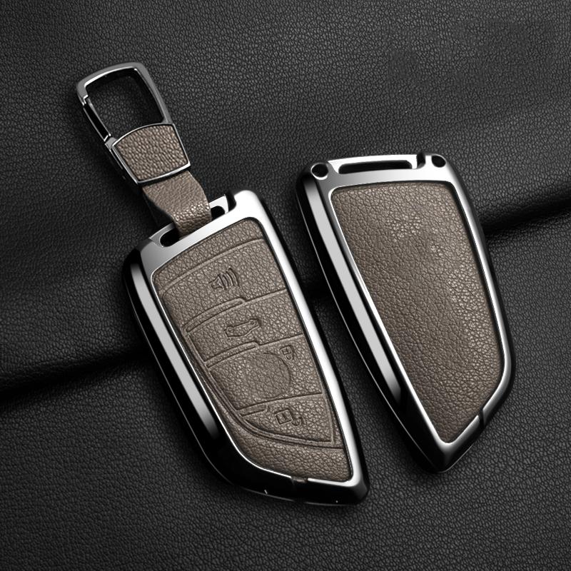 Goat Leather Zinc Alloy Car Key Case For Bmw X1 X3 X4 X5 G05 X6 X7 G20 G30 G11 F48 520 525 118I 218I 320I Key Case Car Key Fob