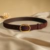 Fashion Women Skinny Belts Vintage Suede Cowhide Belt Gold Buckle Genuine Leather Belts Ladies Dress Coat Decoration Waistband