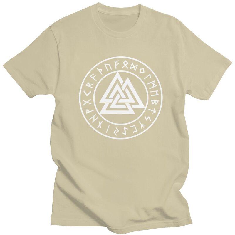 Individuelles Wikinger Odin Valknut Runen T-Shirt für Herren Kurzarm T-Shirt Mode Nordische Wikinger Valhalla T-Shirt Reine Baumwolle Tee