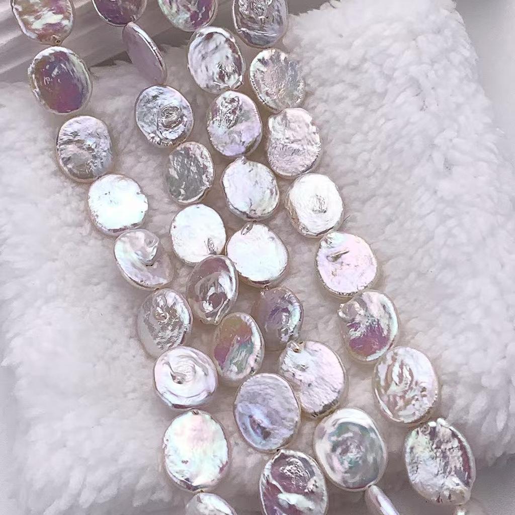 1String, Baroque White Artificial Pearls, Vintage Handmade Irregular Oval Beads for DIY Necklace Bracelet Anklet, Creative Jewelry Making Crafts 36cm