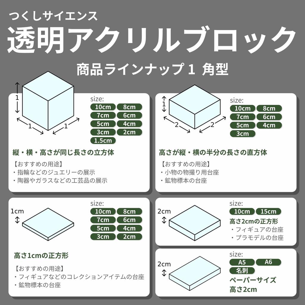 Tsukushi Science Acrylic Block, 150 X 100 X 25mm, Beveled Base, Cube, Display Stand, Square, Clear, Display Base, E150-100-25*1