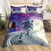 Tegneserie Astronaut Dynebetræk Sæt Måne Skyer Stjerneklar Himmel Dynebetræk Mikrofiber Galakse Sengetøjssæt Twin King Til Drenge Piger Gave