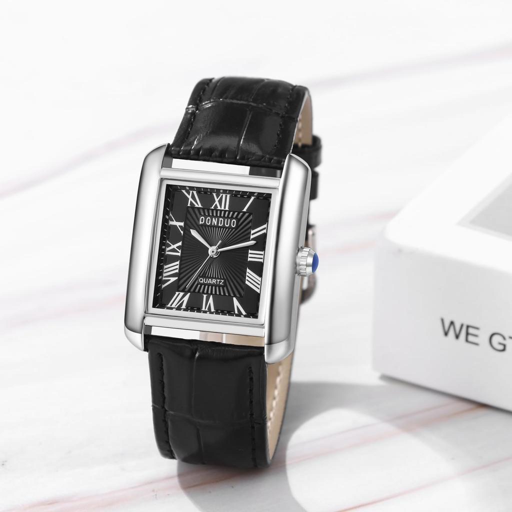 Einfache Antike Lederuhr für Herren: Quadratische Analogu-Uhr mit wasserdichtem Lederarmband, Lässiges, Business- und Mode-Design - Perfektes Geschenk für
