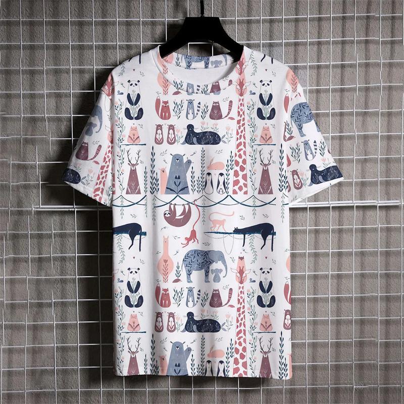 Fashion Cartoon Graphics T-shirt Summer Casual Short Sleeve O Neck Colorful 3D Printed T Shirt Mens Streetwear Oversized Tees