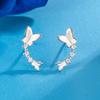 925 Silver Engagement Party Jewelry Ladies Zircon Butterfly Women Stud Earrings Friends Elegant Gift Money 925