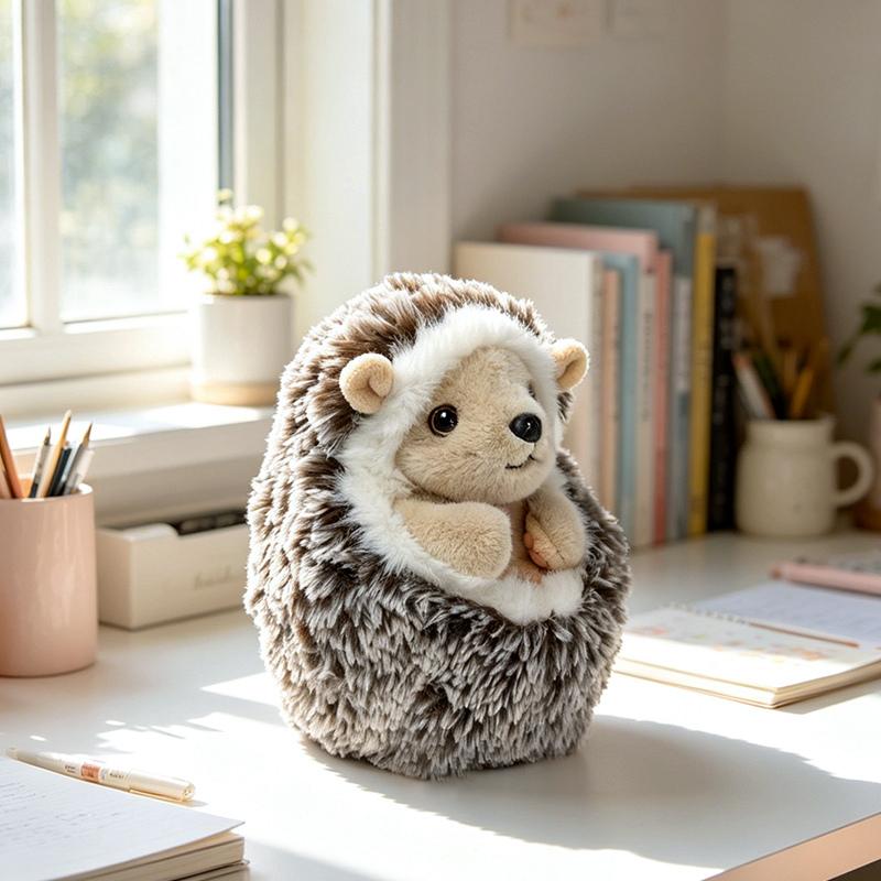 Sprookje Egel Pluche Speelgoed Handgemaakt Levensgetrouw Melancholische Egel Pop Zacht Dikke Bureaublad Huisdieren Schattig Kinder Cadeau 10cm white