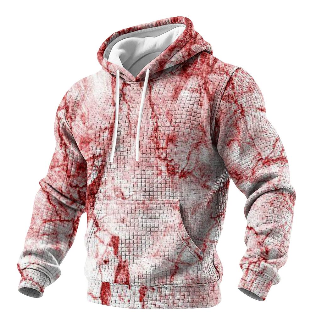 Men's Halloween Print Knit Hoodie Casual Long Sleeve Pullover