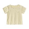 Kids' Solid Color Short-Sleeve T-Shirt - Round Neck, High Elasticity, Summer Base Layer for Baby Girls