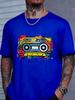 Black Unisexs Summer Tee Vintage Color Graffiti Cassette Tape Print Short Sleeve Casual Street T Shirt For Retro Music Hip Hop Fans