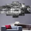 5 Pieces Modern Art Black White Landscape Canvas Painting Tree Lake River Posters Prints for Living Room Home Decoration Quadro