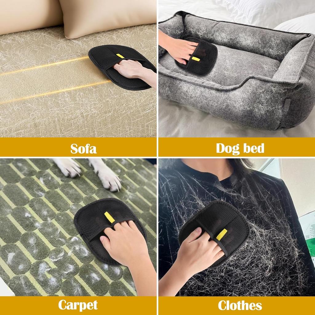 Pet Hair Removal Tool Reusable Static Removal Gloves, Double-Sided Grooming Gloves for Pets, Removes Pet Fur Hair for Carpets