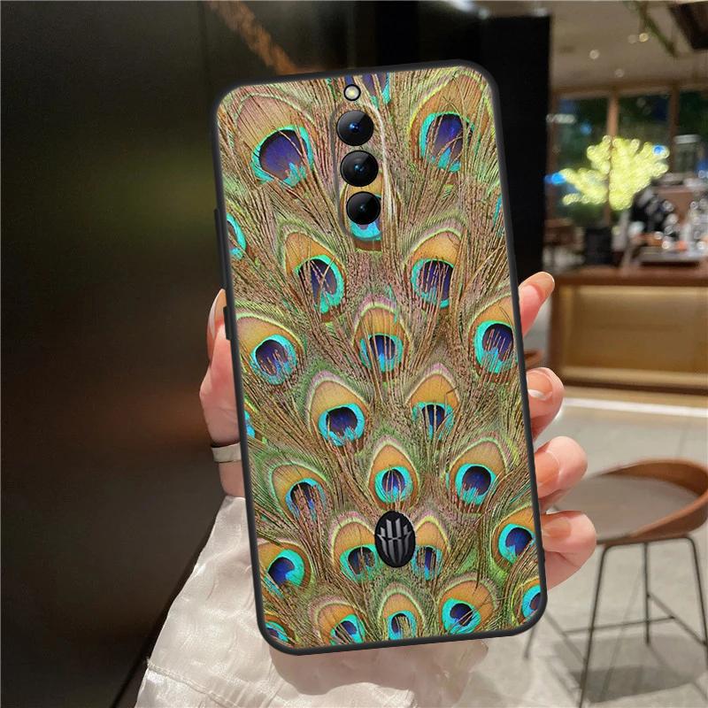 Vogel Pfauenfeder Hülle Für ZTE Nubia Red Magic 11 10 9 8 9S 8S 10S Pro Plus 6 7 6S 7S Für RedMagic 10 Air Cover