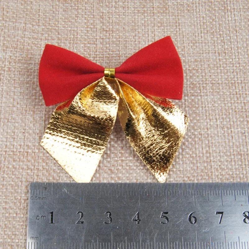 New 12Pcs/set 6cm Christmas Bowknot Decorations For Home Satin Ribbon Bows Christmas Tree Ornaments New Year Navidad Party Decor