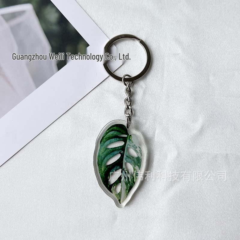 Creative Acrylic Leaf Keychain Earphone Bag Pendant Ornament