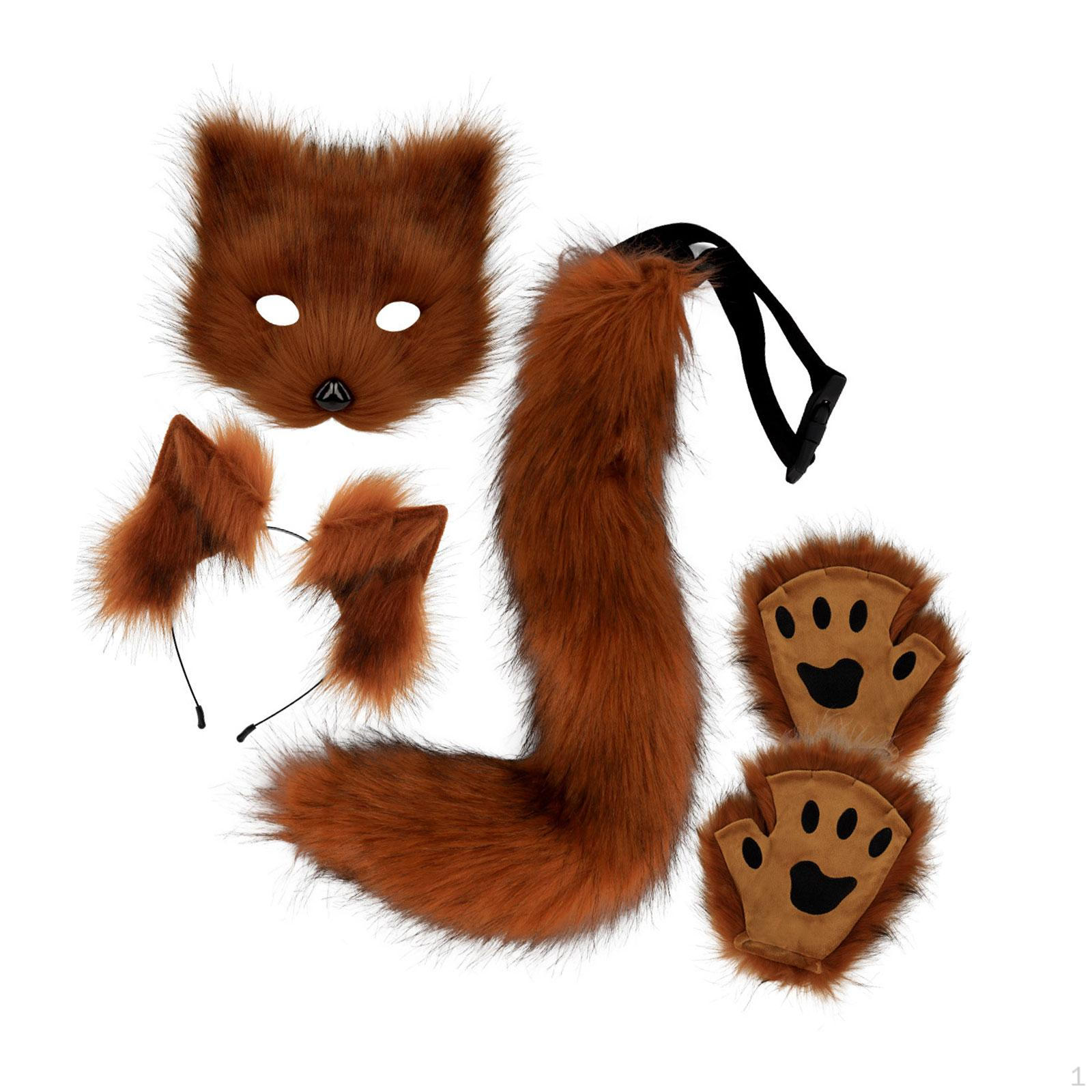 

Набор костюмов с маской и хвостом животного для игривых мероприятий Red Brown