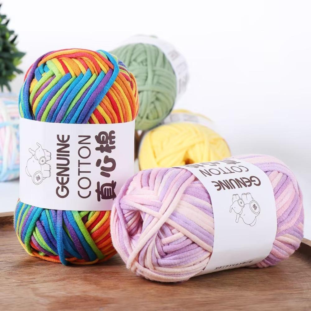 50g New Heart-filled Cotton-colored Wool,Genuine Cotton DIY Knitting Cloth Strip Thread,Hand-woven Toy Scarf Thread,Thick Yarn