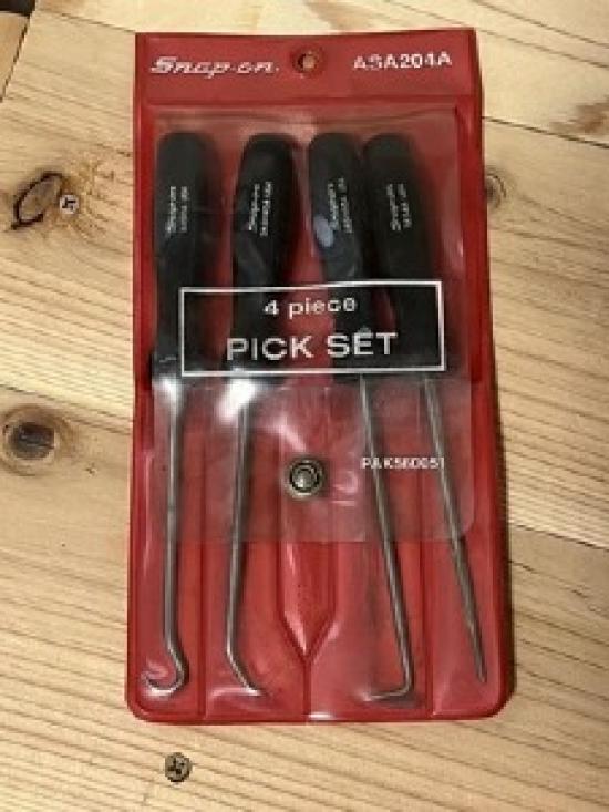 SNAP ON TOOLS  ASA204A Pick Set, Set of 4, Black, Old Grip Type, Rare