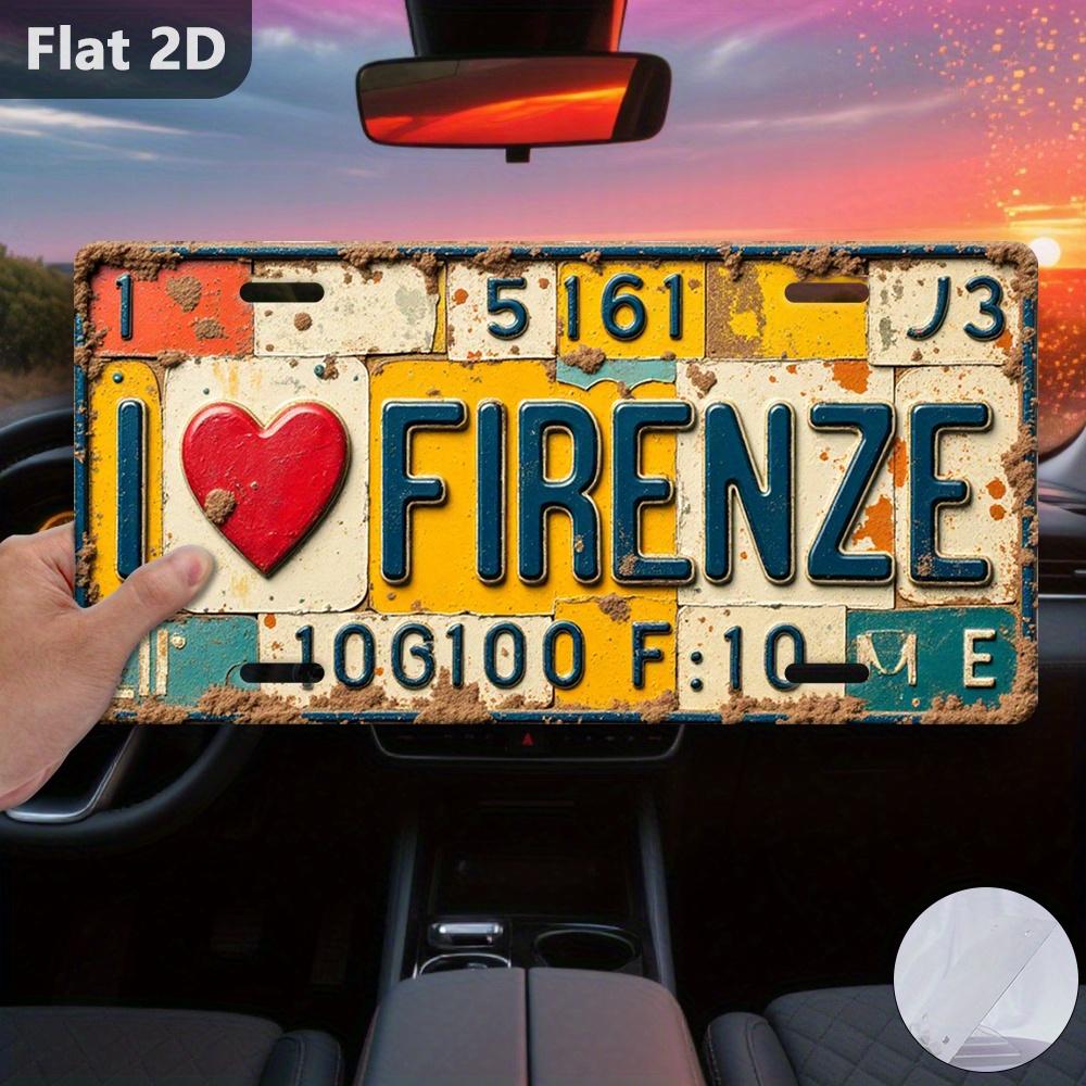 

D Flat pc Vintage metal Sign Decorative Plaque Statues (xcm) I Love Firenze Plate Italy Pieces Retro Metal Decor 15x30cm(5.9x7.8inch)