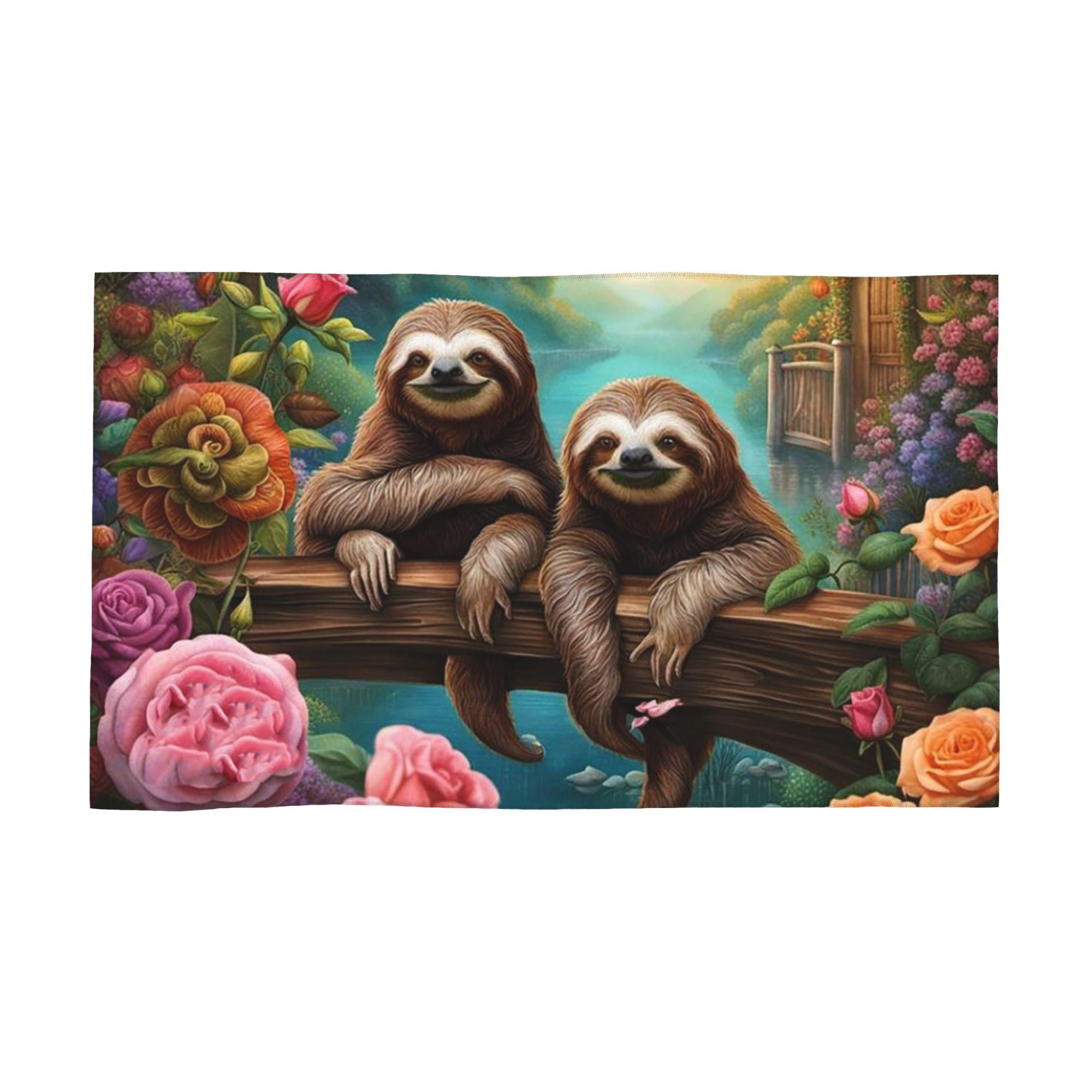 

Lovely Sloth Print Soft Face Towel Quick Dry Pool Bath Cotton Towels Breathable W30*H60(CM)
