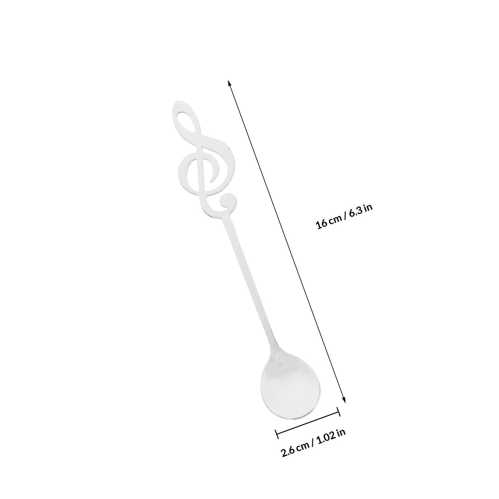 

6Pcs Musical Note Dessert Spoons Stainless Steel Coffee Teaspoons Ice Cream Stirring Spoons Elegant Silverware Set for Home Cafe серебряный