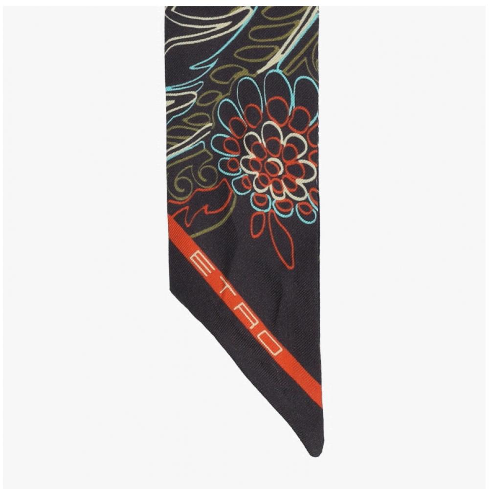 Etro Paisley Skinny Twill Silk Scarf M0019