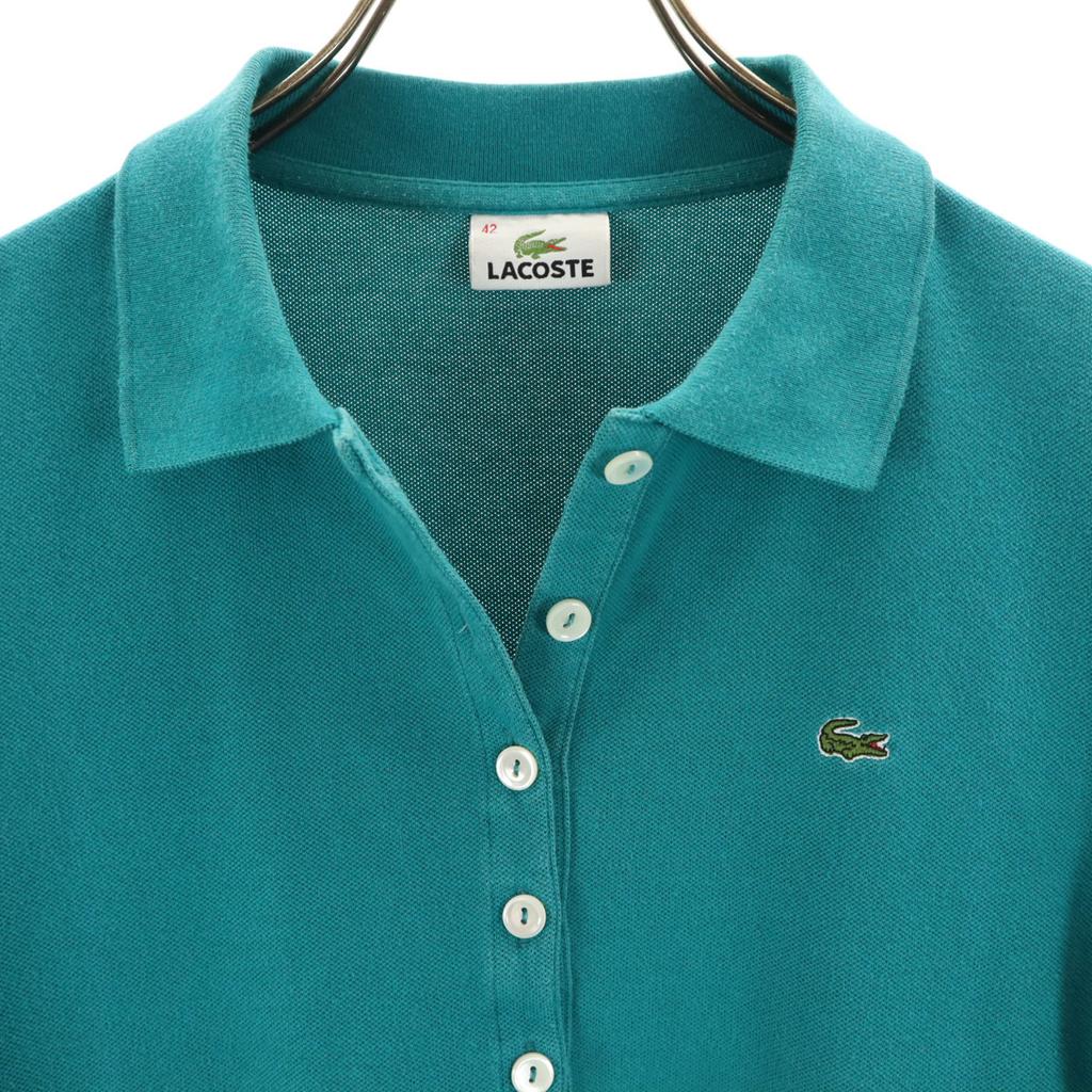 Lacoste Short Sleeve Polo Shirt 42 Turquoise Fawn Women Used