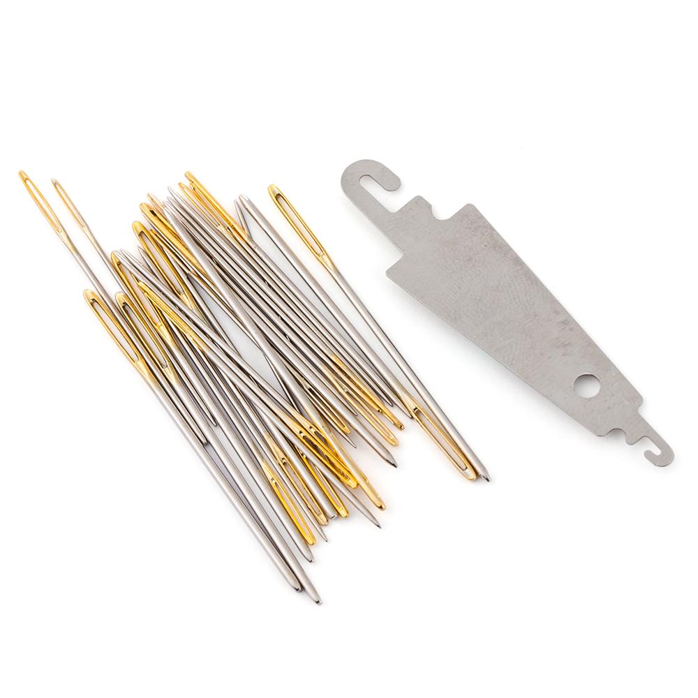 30pcs Tool DIY Cross Stitch Sewing Needles Threader Stainless Steel Large Eye