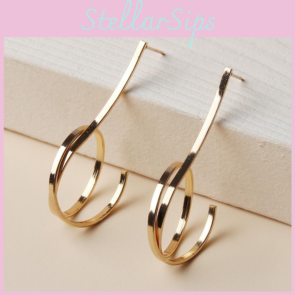Metal Alloy Circle Earrings For Women Fashionable Geometric Design Gift For Occasions