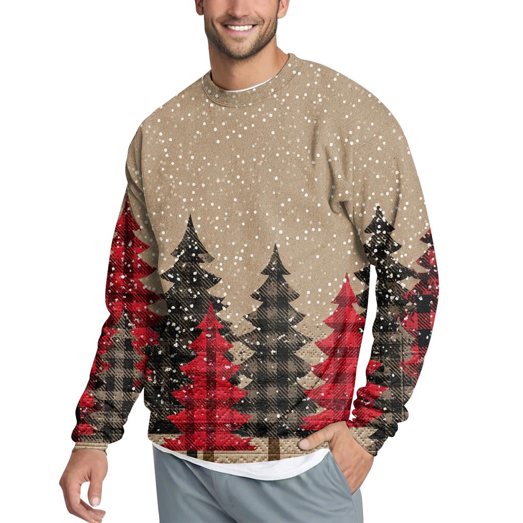 Men's Casual Fashion Printed Round Neck Pullover Sweatshirt