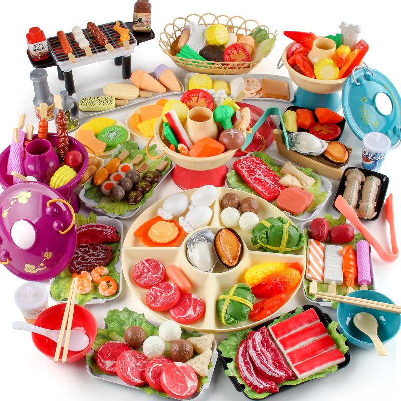 Children'S Play House Kitchen Toys Hot Pot Skewers Bbq Set Small Hot Pot Skewers Ingredients Meals Kitchenware Color Box