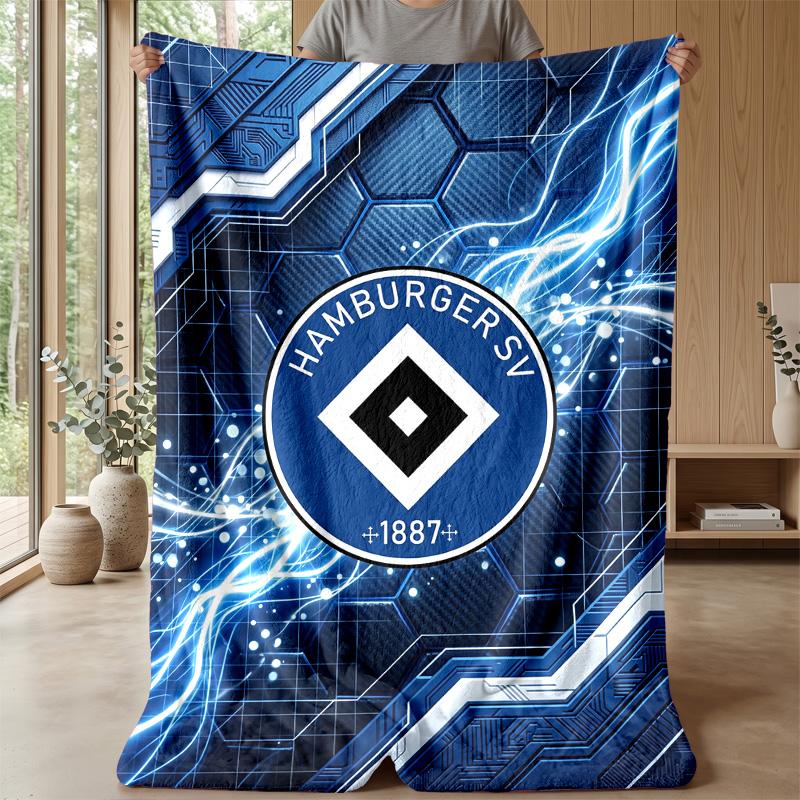 Hamburger SV Football Print Flannel Blanket, Soft Warm Lightweight Throw Blanket for Sofa Bed Camping