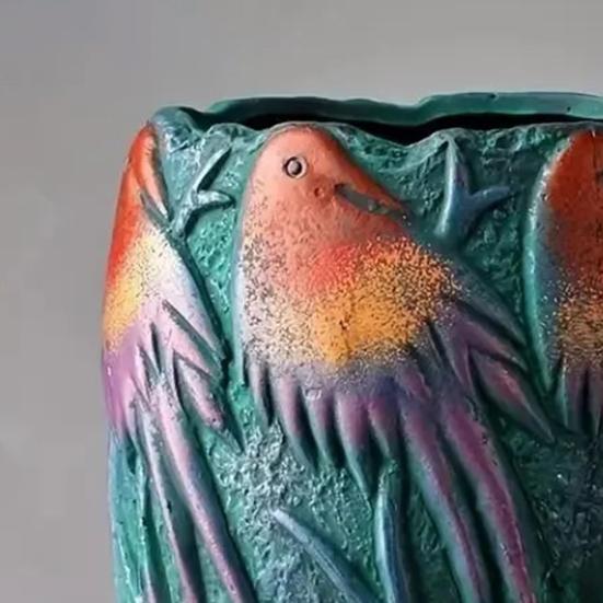 Handmade Animal Flower Pot Hand-painted Swan Butterfly Bird Planter Pot Home Balcony Garden Decoration Cactus Succulents Plants Container
