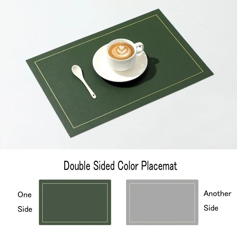Northern INS PVC Leather Placemat Solid Color Square Heat-Resistant Waterproof Double-Layer Table Mats