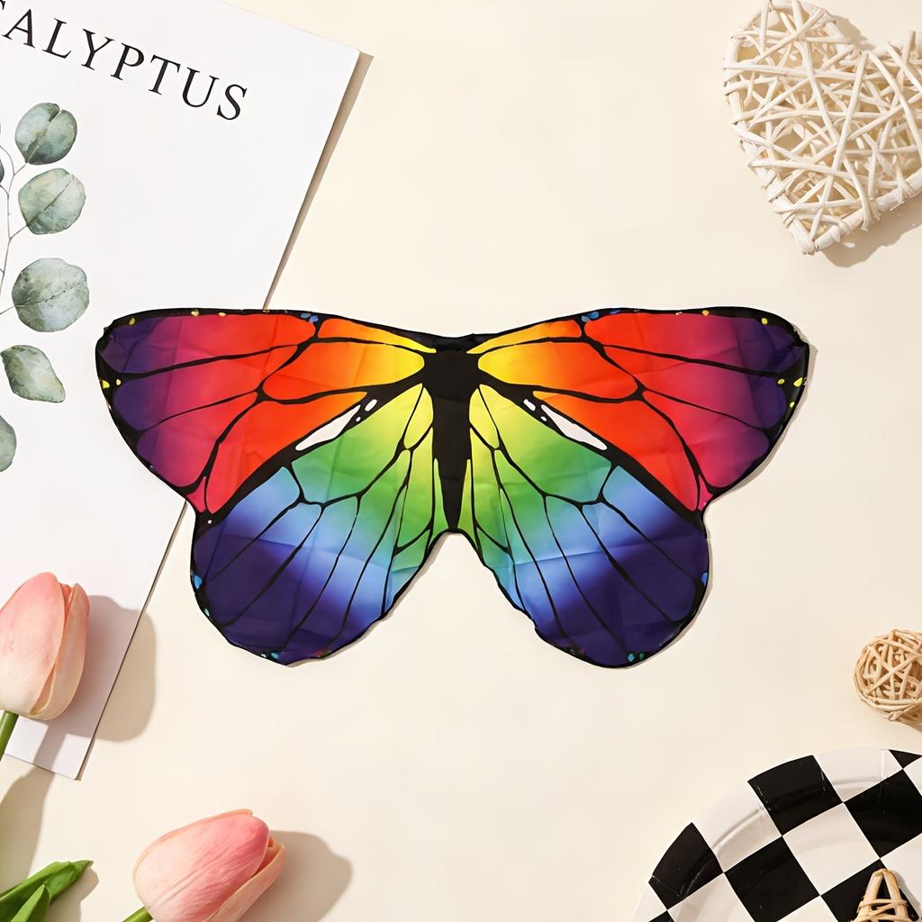 1Pc Adult Women'S Rainbow Gradient Monarch Butterfly Wing Backpiece Adult Party Cosplay Prop Fairy Wing Accessory Holiday Dress-Up Wing Prop Birthday