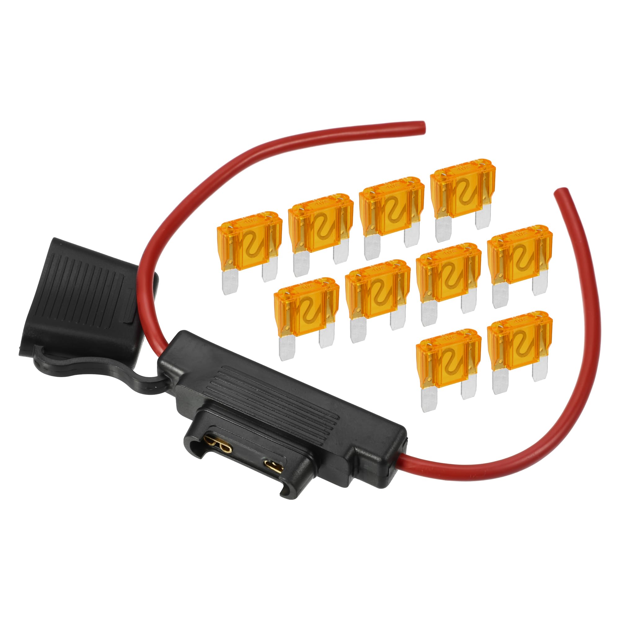 ABSOPRO Держатель предохранителя Макс. 40А Стиль предохранителя 10 AWG Держатель предохранителя Водонепроницаемый 10 калибра Держатель предохранителя Металлический Черный