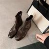 Autumn Design Heel Ankle Boot Fashion Square Toe Zipper Ladies Casual Chelsea Boots Shoes Soft Leather Short Boot