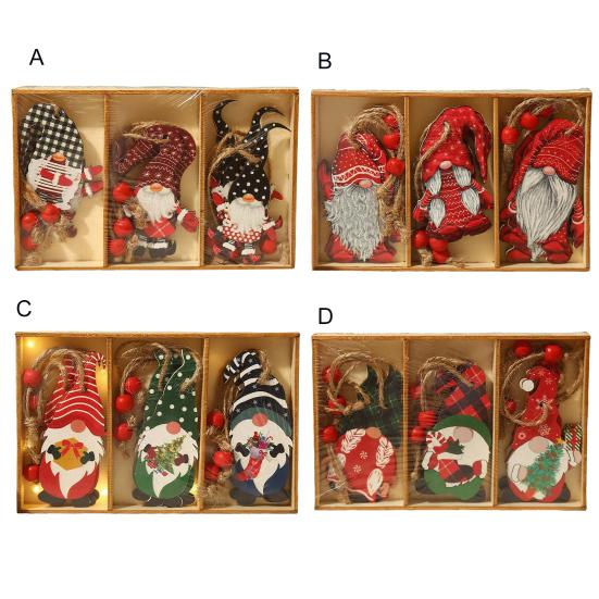 9Pcs Wooden Christmas Tree Hanging Decorations Handmade Elf Gnome Doll Ornaments Xmas Tree Home Holiday Decor