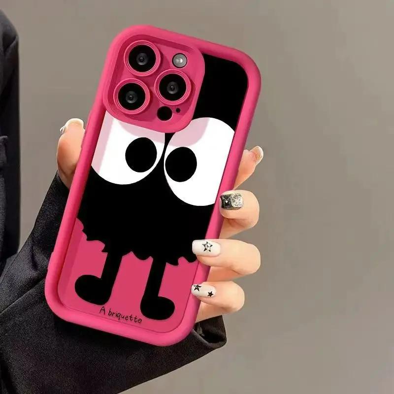 Cartoon Big Eyes Phone Case For iPhone 15 14 11 12 13 Pro Max X XR XS Max 7 8 14 15 Plus SE2020 Luxury Matte Soft Silicone Cover